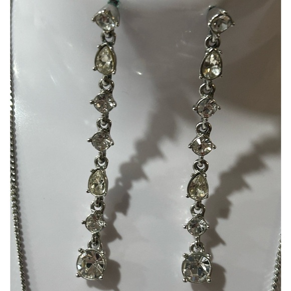 Givenchy Silver Tone Clear Crystal Necklace Earrings and Bracelet Set - Picture 3 of 7